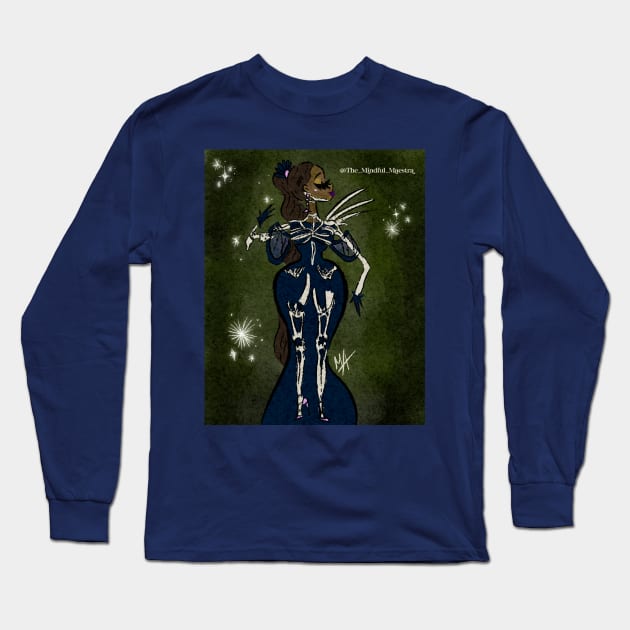 Gothic Dancing Skeleton Queen Long Sleeve T-Shirt by The Mindful Maestra